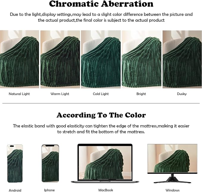 NEWCOSPLAY Fleece Ribbed Cozy Throw Blanket for Couch, Dark Green, 50"x60" | Premium Silky Flannel Blanket, Soft Lightweight Fluffy Throw Blanket for Bed Sofa Decor, Gift for All Season Use