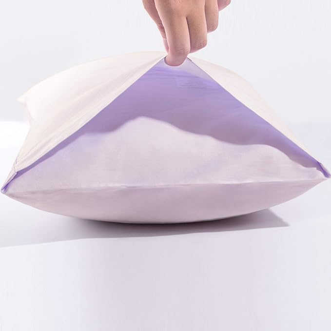 NTBAY Queen Egyptian Cotton Sateen Pillowcases, Set of 2, Light Purple | 500 Thread Count Egyptian Cotton Sateen with Envelope Closure, 2 Pack 20 x 30 Inch Pillowcases, Insert Not Included