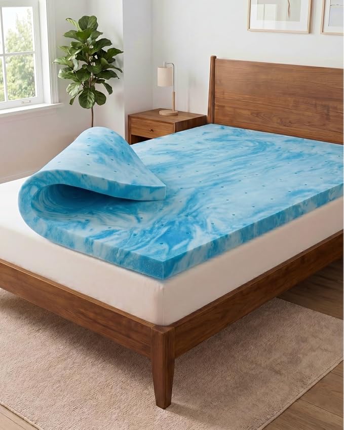 3 Inch Full XL Memory Foam Mattress Topper - Cooling Gel Mattress Pad | Cooling Gel Infused Bed Topper, Soft Ventilated Mattress Pad for Pressure Relief & Pain-Free Sleep, CertiPUR-US & Oeko-TEX