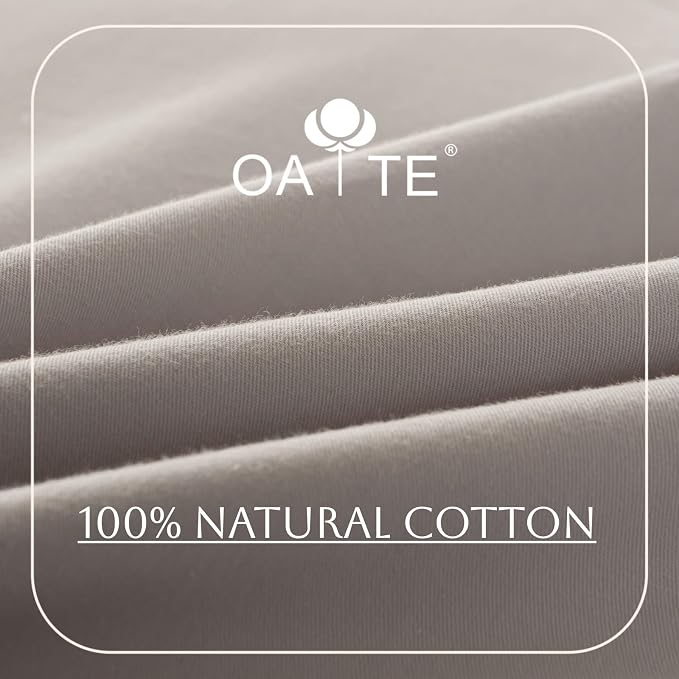 OAITE Duvet Cover Set 100% Washed Cotton Solid 3pcs | Soft,Durable,Long-staple Cotton,Hidden Zipper with 8 Interior Corner Ties,2 Pillowcases