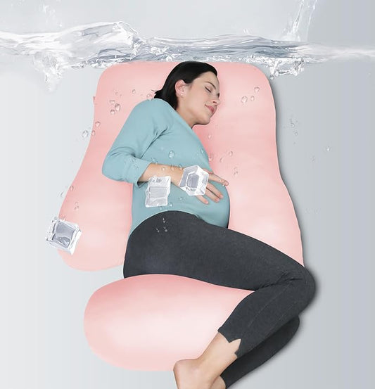 MOON PARK Pregnancy Pillows for Sleeping - U Shaped Full Body Maternity Pillow with Removable Cover - Support for Back, Legs, Belly, HIPS - 65 Inch - Pink - Cooling Cover