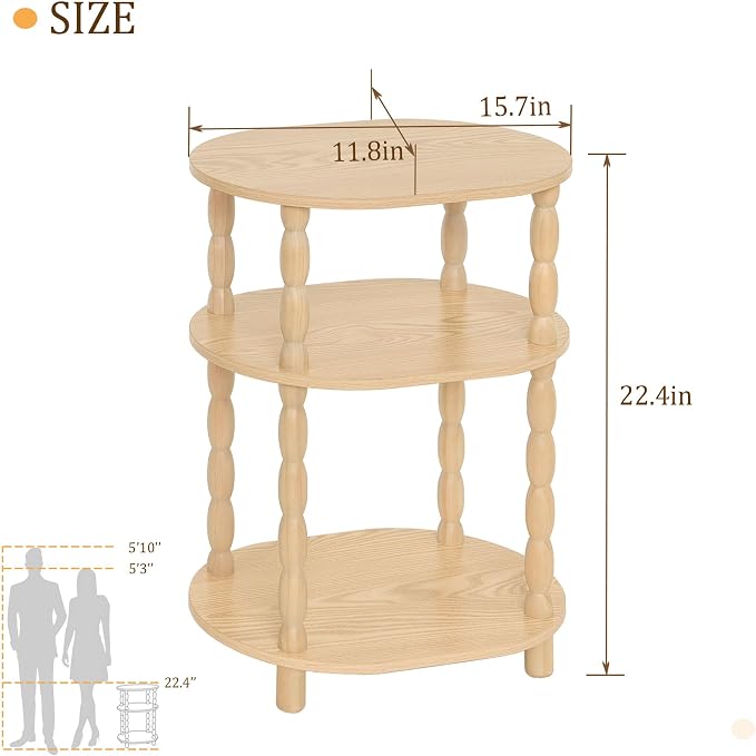 MaxSmeo End Table, Small Oval Side Table for Small Spaces, Modern Night Stand Accent Table for Living Room, Bedroom, Natural