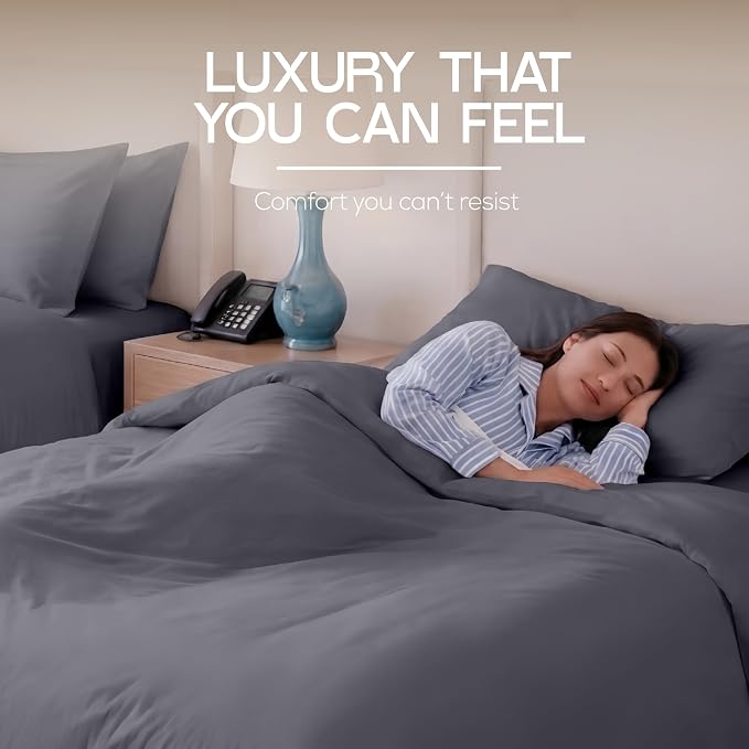 Bulk 10-Pack Hotels Twin Duvet Cover Set for Resort & Guest House, Grey | Commercial Bedding Set with 10 Duvet Covers (68x90") and 10 Pillow Shams (20x26") with 2" Flange. Comforter Not Included.