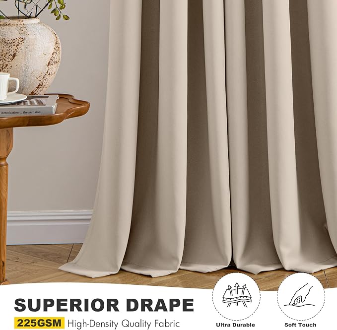 MIULEE Blackout Curtains for Bedroom 2 Panels 40 x 84 Inch Long Taupe | Thermal Insulated, Living Room Darkening Grommet Drapes, Noise Reducing, Light Blocking Window Treatments