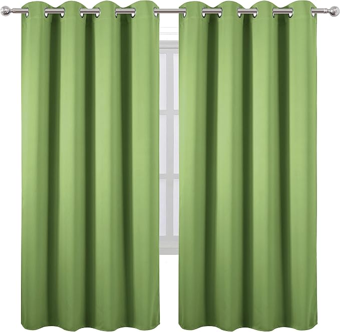 Light Green Thermal Blackout Curtains/52 x 72 Inch/Set of 2 Panels Room Darkening Curtains for Bedroom