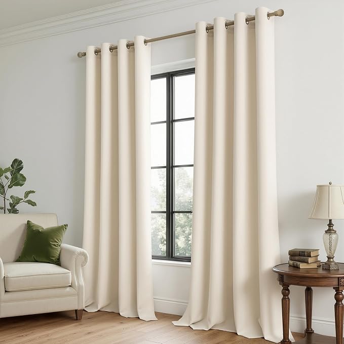 MIULEE Birch Blackout Bedroom Curtains Drapes 96 Inch Long 52"x96" | Grommet Top, Room Darkening Window Drapes, Privacy Protection, Thermal Insulated, Heat Blocking, Light Blocking