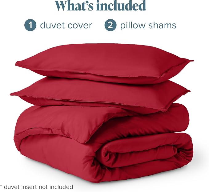 Bare Home Duvet Cover Set 1800 Ultra-Soft (Oversized King, Red) | Lightweight, Cooling, Breathable, Premium 1800 Ultra-Soft, All-Season