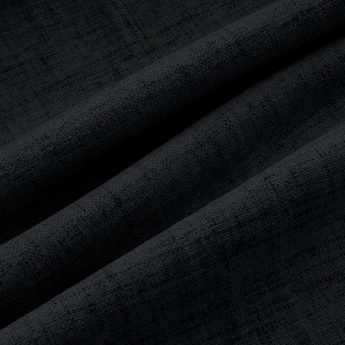 MIULEE 100% Blackout Linen Curtains for Bedroom 42 x 63 Inch Black 2 Panels | Thermal Insulated, Room Darkening Drapes for Living Room, Back Tab Rod Pocket Pinch Pleated, Solid Luxury Decor