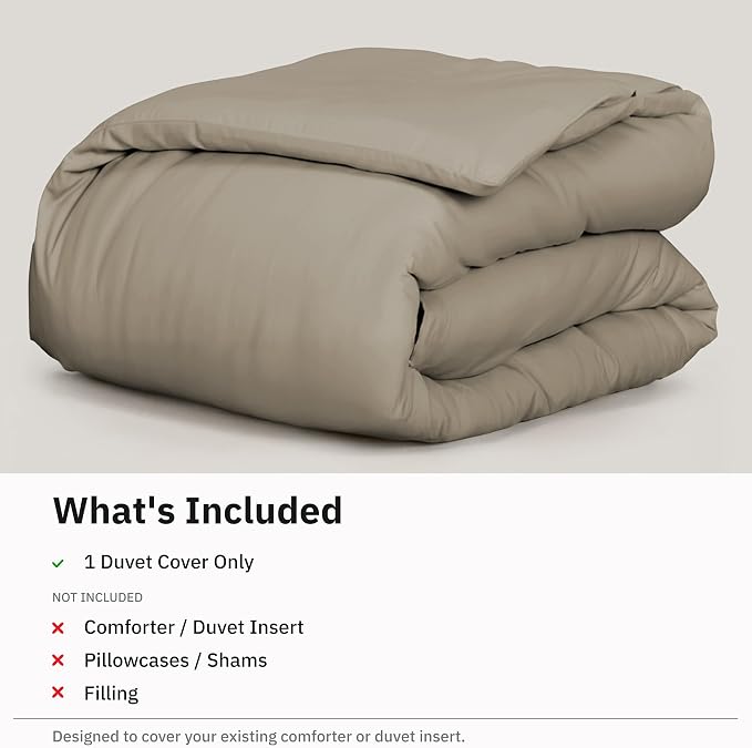 California Design Den 100% Cotton Sateen Full/Queen Duvet Covers, Taupe | Duvet Cover Only, Comforter Not Included, Backed by Good Housekeeping Seal, Button Closure & Corner Ties
