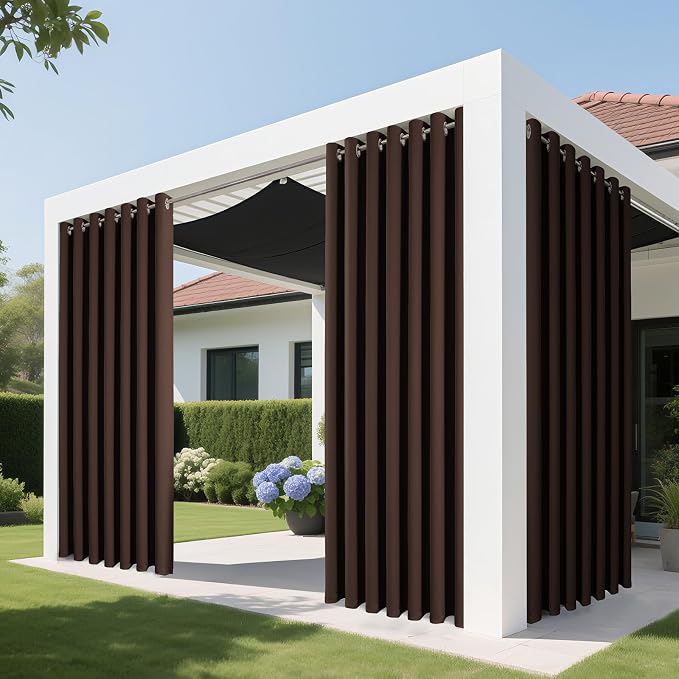 Joydeco Blackout Patio Sliding Door Curtains, Privacy Room Divider Curtains | Extra Wide Thermal Blackout Curtains for Bedroom Living Room, Curtain for Patio Door (Chocolate, 100Wx84L, 1 Panel)