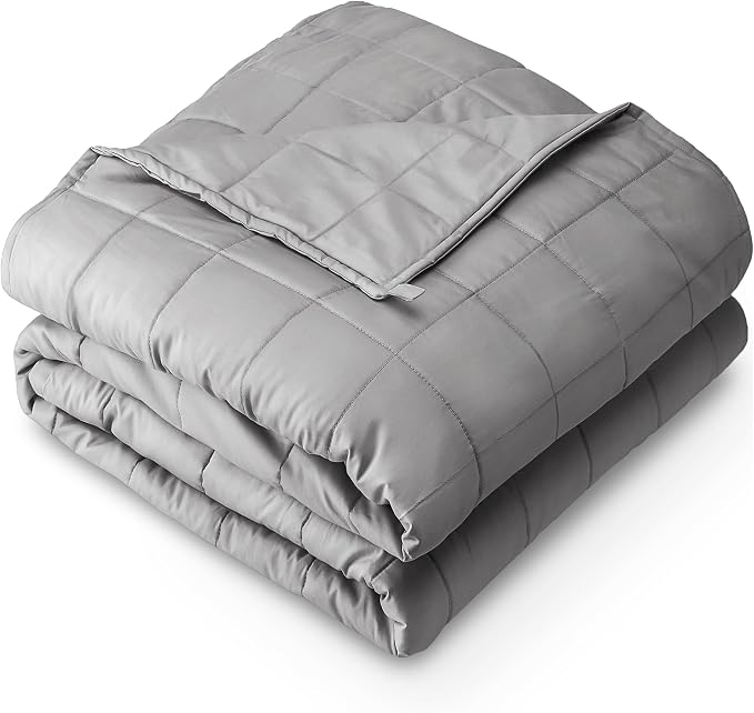 Bare Home Cotton Weighted Blanket (Light Grey, 60"x80" 17lbs) | Queen Size for Adults, All-Natural 100% Cotton, Premium Heavy Blanket Nontoxic Glass Beads