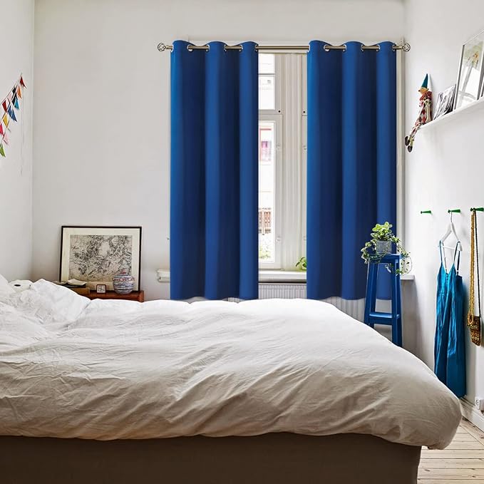 BGment Royal Blue Blackout Curtains for Bedroom 63 Inch Long - 2 Panels | Grommet Top, Black Out, Room Darkening, Sunblock, Thermal Insulated, Window Drapes for Kids Boys Room, 42x63 Inch