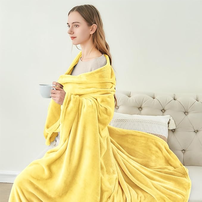 BEDELITE Fleece Blanket Soft Plush Throw for Couch Light Yellow 50"x60" | Ultra Soft Fleece, Plush Microfiber, Lightweight Warmth, All Season Comfort, Fade Resistant, Machine Washable, Couch Sofa Bed