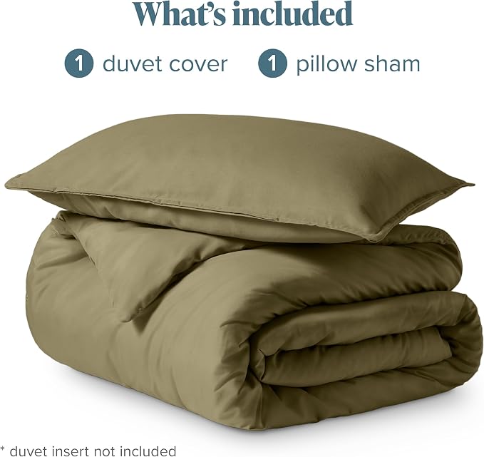 Bare Home Duvet Cover Set 1800 Ultra-Soft (Twin/Twin XL, Olive) | Lightweight, Cooling, Breathable, Premium 1800 Ultra-Soft, All-Season