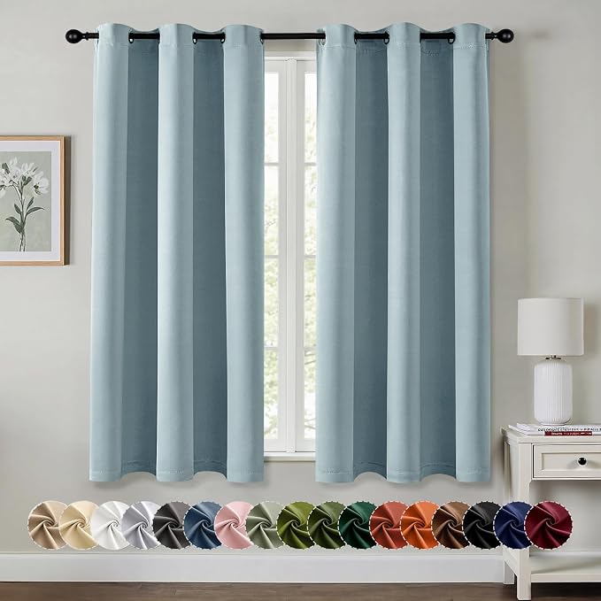 MIULEE Blackout Curtains for Bedroom 2 Panels 40 x 54 Inch Long Slate Blue | Thermal Insulated, Living Room Darkening Grommet Drapes, Noise Reducing, Light Blocking Window Treatments
