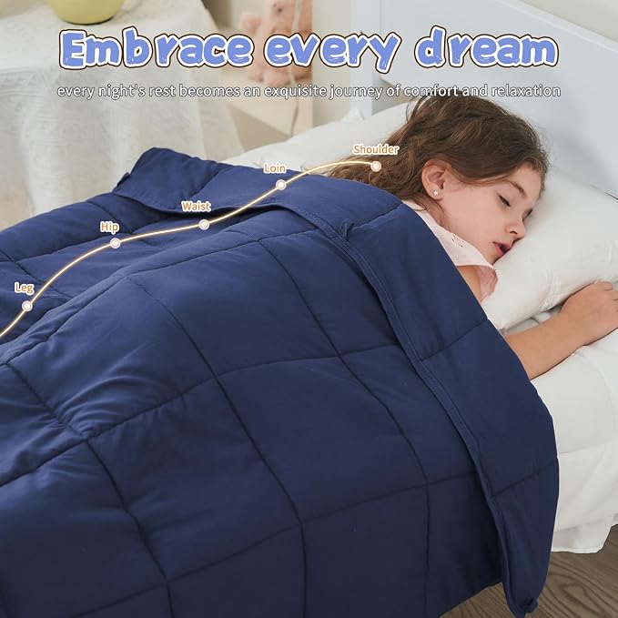 Weighted Blanket 3lbs, 36"x48", Cooling Heavy Throw Blanket for 20-40lbs, Microfiber Soft Thick Big Blankets Weighted Comforter Breathable Gift, Navy