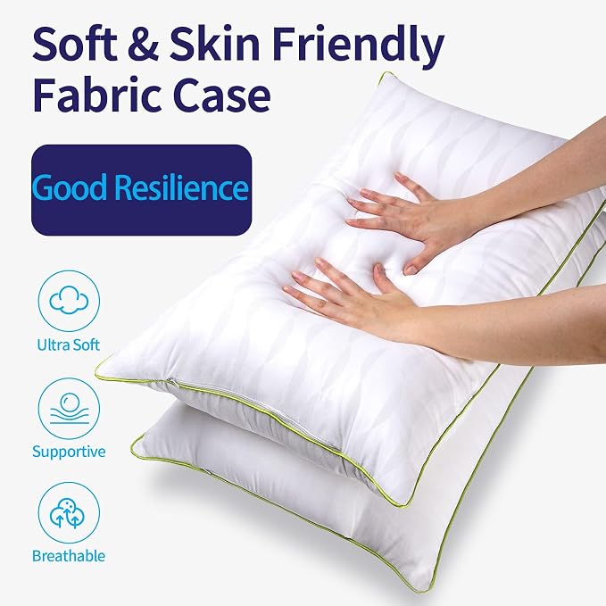 Bed Pillows Queen Size Set of 2,for Sleeping,Down Alternative Fill | Adjustable with Zipper,Soft Support for Side,Back and Stomach Sleepers,with Oeko-Tex Certified,Luxury Hotel Quality