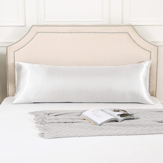 Body Pillow with Satin Pillowcase, Body Pillow for Adults, Removable Cover, White (20"x54") | 20"x54", Removable Cover, OEKO-TEX Certified Down Alternative Filling,Washing Machine