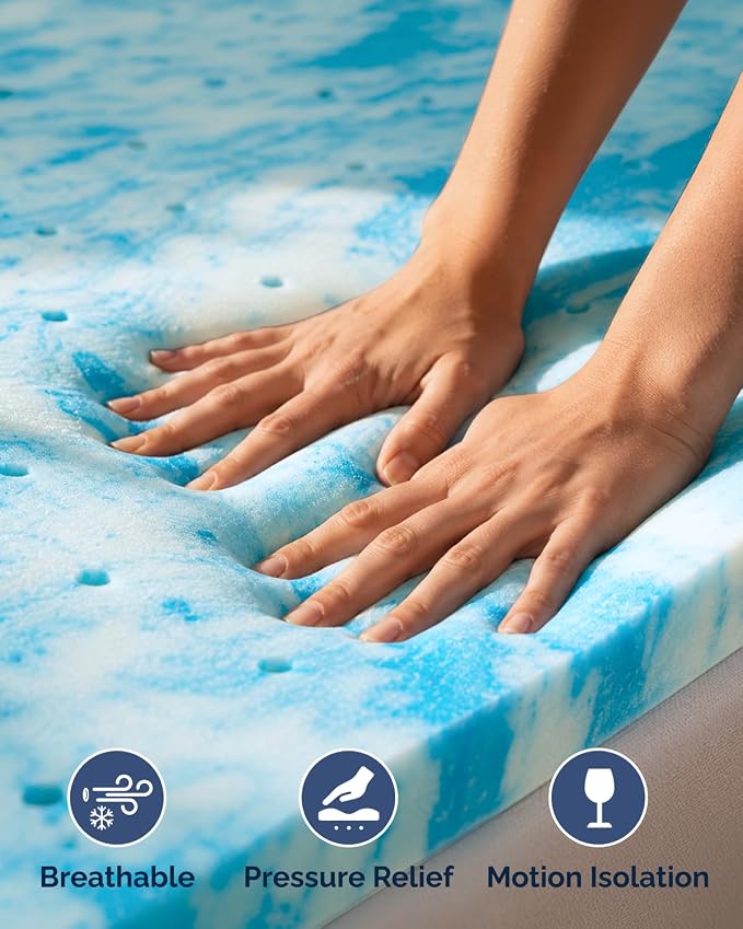 3 Inch Cal King Memory Foam Mattress Topper - Cooling Gel Mattress Pad | Cooling Gel Infused Bed Topper, Soft Ventilated Mattress Pad for Pressure Relief & Pain-Free Sleep, CertiPUR-US & Oeko-TEX