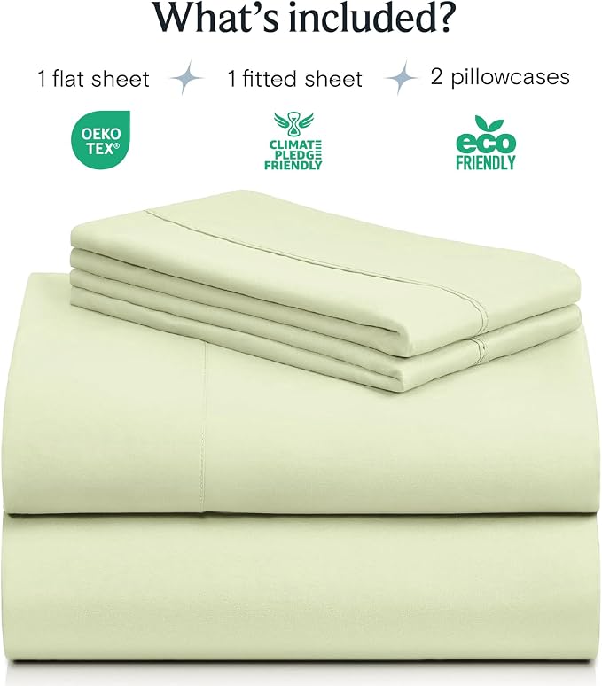 Cal King Size Sheets Set, Cooling & Soft Deep Pocket Bed Sheets, 4PC | LuxClub Silky Fitted Sheet & Pillowcase Sets, Breathable Hotel Luxury Bedding for Mattress Wrinkle Free, Sage Green
