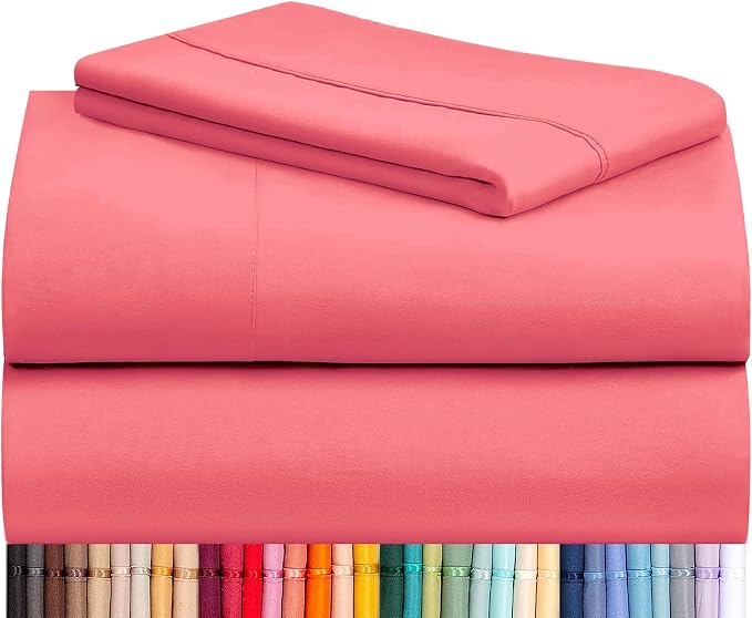 LuxClub Twin XL Sheets Set, Cooling & Soft Deep Pocket Bed Sheets, 3PC | LuxClub Silky Fitted Sheet & Pillowcase Sets, Breathable Hotel Luxury Bedding for Mattress Wrinkle Free, Vermilion