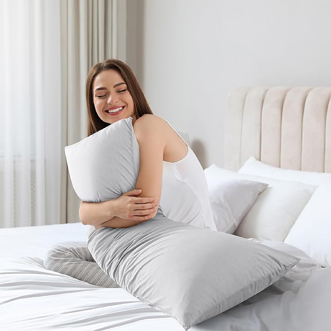 WhatsBedding Memory Foam Body Pillow with Cover, Long Bed Pillow for Adults | Breathable Zippered Cotton Cover,Long Pillow for Sleeping, Firm Pillow Fluffy Supportive for Side Sleepers