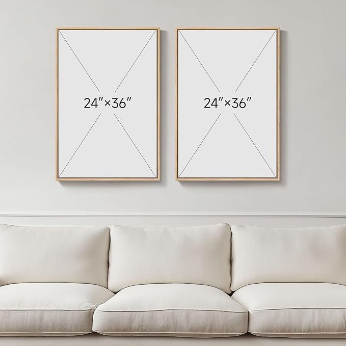 Large Framed Modern Colorful Abstract Wall Art for Living Room, 24x36 In | 2 Piece, Large neutral artwork for walls, Canvas prints, Modern paintings, Bright pictures, Bedroom hallway office wall decor