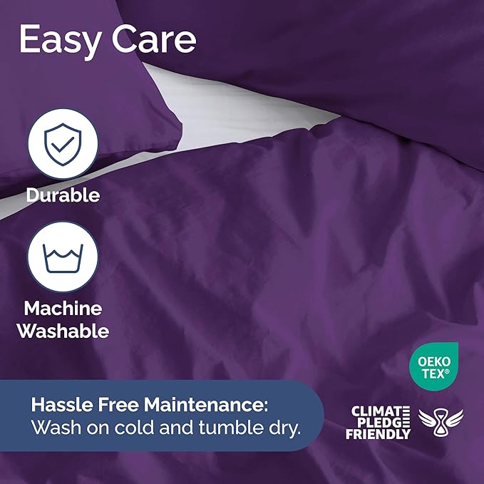 Duvet Cover Cal King Size - Soft 3 Piece with Zipper Closure - Purple | Extra Soft, Breathable, Cal King Duvet Cover 104" x 98" with 2 Pillow Shams, Zipper Closures & Ties, Women, Men, Kids & Teens