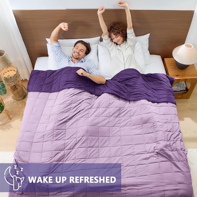 King Size Weighted Blanket for Adults (25 lbs, 80” x 87”, Purple) Cooling Heavy Blanket for Sleeping Perfect for 240-260 lbs, Breathable Blanket for Adults & Couple All Season, Machine Washable