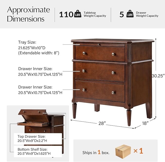 HULALA HOME 30 Inches Side Table with Charging Station, Walnut | Spindle Legs, Hidden Drawer, Pull-Out Tray, Built-In Outlet, Chamfered Edges, Adjustable Feet, Transitional Style