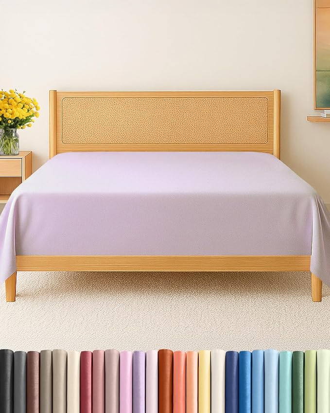 Twin XL Flat Sheet - College Dorm Room - Top Flat Sheet - Light Lavender | College Dorm Room Essentials, Ultra-Soft, Breathable & Cooling, Fade & Wrinkle Free, Easy-Care, Stain & Shrink Resistant