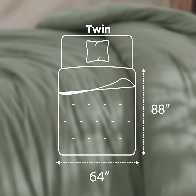 Utopia Bedding 2 Pc Twin Comforter Set, All Season Bedding, Sage Green | Bedding Set Includes Comforter (64x88) Inches, 1 Sham (20x26) Inches. Soft Microfiber Down Alternative, Machine Washable.