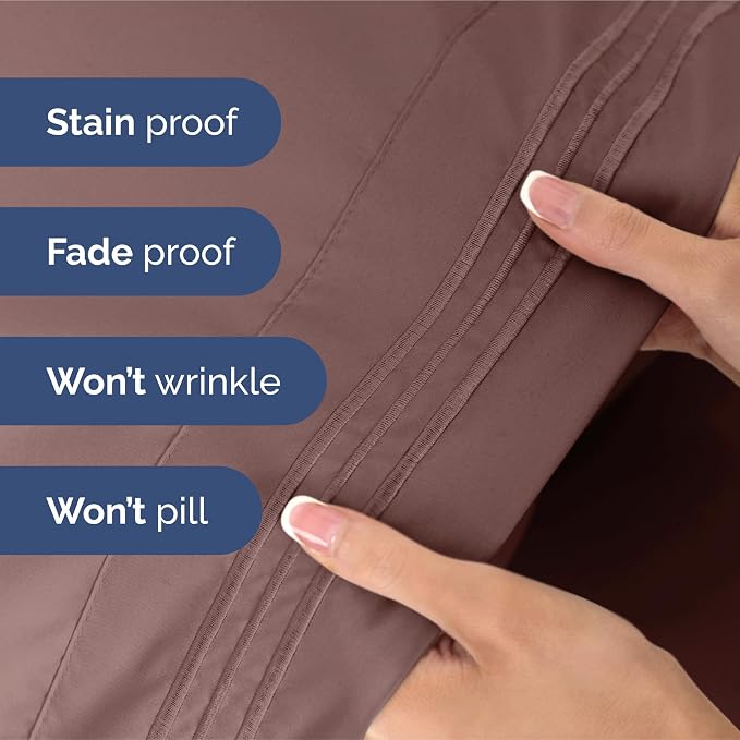 Split King Size 5 Piece Sheet Set - Ultra Soft & Cooling Bed Sheets - Clay | Fits 8 Inch to 16 inch Mattress, Wrinkle Free & Fade Resistant with Deep Pockets, Breathable, Comfy Hotel Luxury Bedding