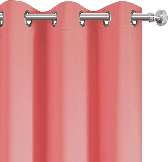 Coral Thermal Blackout Curtains/42 x 72 Inch/Set of 2 Panels Room Darkening Curtains for Bedroom