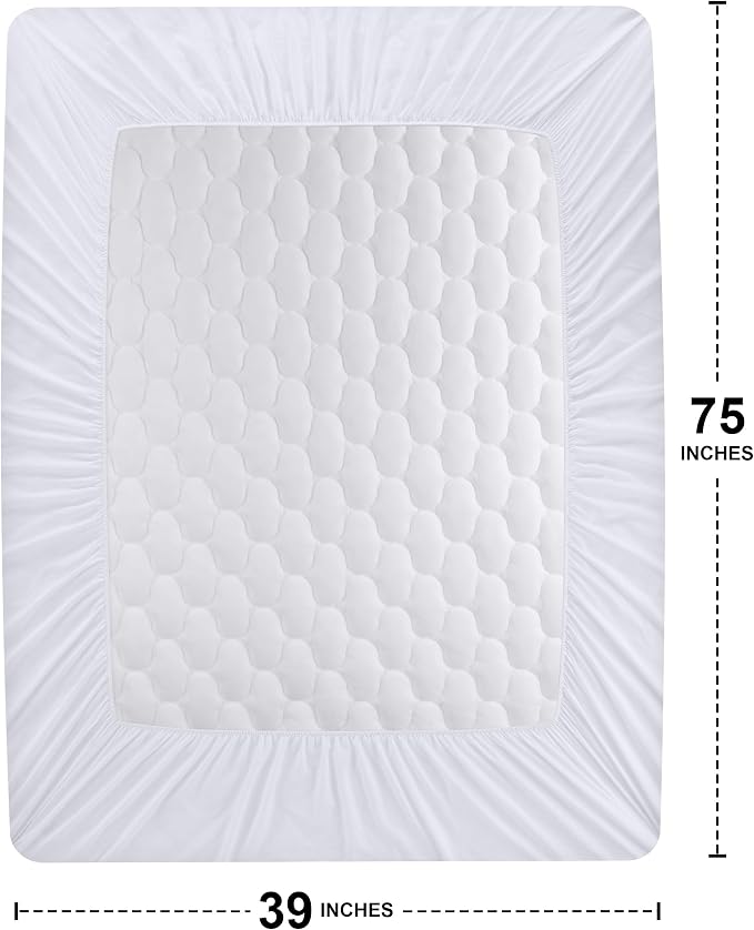 Utopia Bedding Waterproof Mattress Protector, Twin Mattress Pad, Quilted Fitted Cover Stretches up to 16 Inches Deep (White) | Deep Pockets fits upto 16" Deep, 100% Waterproof Mattress Cover Soft Breathable & Noiseless Mattress Topper by Utopia Bedding