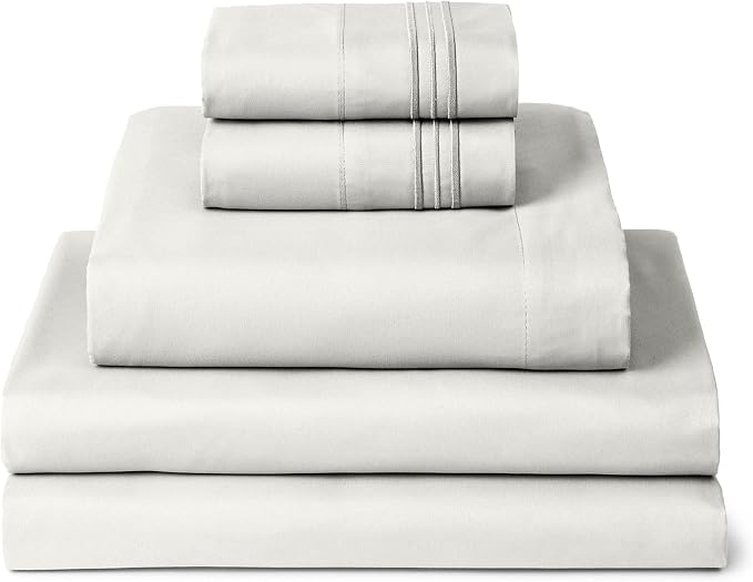 Mellanni Iconic 5-Piece, Ultra Soft Sheet Set (Split King, Ivory) | 10M+ Sleepers. Lab-tested: Sleeps Cool, Stays Bright, Strong, Smooth. Good Housekeeping Best Bedding, 7 yrs running.