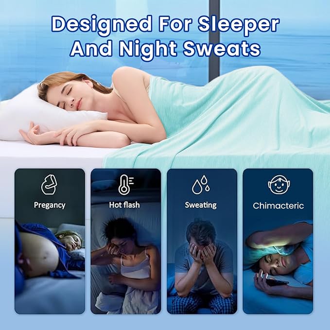 Topcee Cooling Blanket for Night Sweats Absorbs Heat to Keep Adults, Children Cool on Warm Nights, Q-Max 0.5 Cooling Blankets for Hot Sleepers, Ultra-Cool Lightweight Sofa Throw Blanket (50"x70") | Absorbs Heat Cold Summer Blanket for Night Sweats & Me...