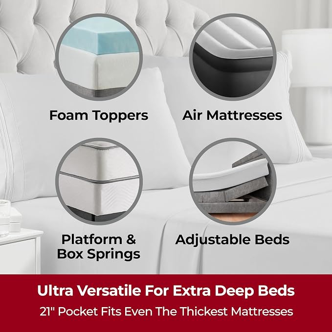 Mellanni Iconic 4-Piece, Ultra Soft Sheet Set (King, Light Gray) | 10M+ Sleepers. Lab-tested: Sleeps Cool, Stays Bright, Strong, Smooth. Good Housekeeping Best Bedding, 7 yrs running.