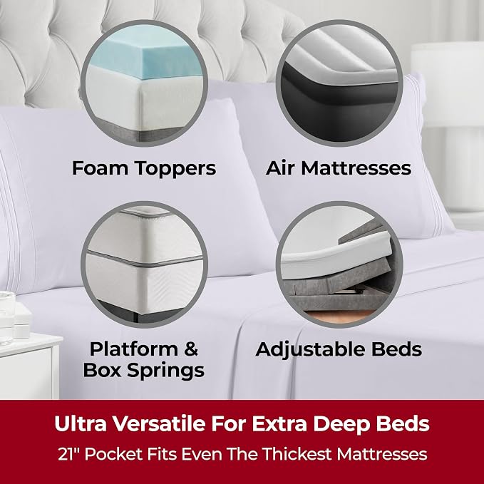 Mellanni Iconic 4-Piece, Ultra Soft Sheet Set (King, Lavender) | 10M+ Sleepers. Lab-tested: Sleeps Cool, Stays Bright, Strong, Smooth. Good Housekeeping Best Bedding, 7 yrs running.