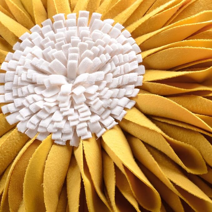 OiseauVoler 3D Sunflower Handmade Throw Pillow Covers Yellow 18x18 Inch | Decorative Pillowcases, For Home Couch Bed Living Room Decor