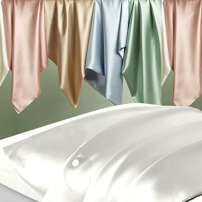 Silk Body Pillow Cases, Mulberry Silk Body Pillow Cover with Zipper, Smooth, Anti Acne, Cooling Sleep Both Sides Natural Silk Satin 20x54 Body Pillowcase, Gifts for Women Men, Ivory