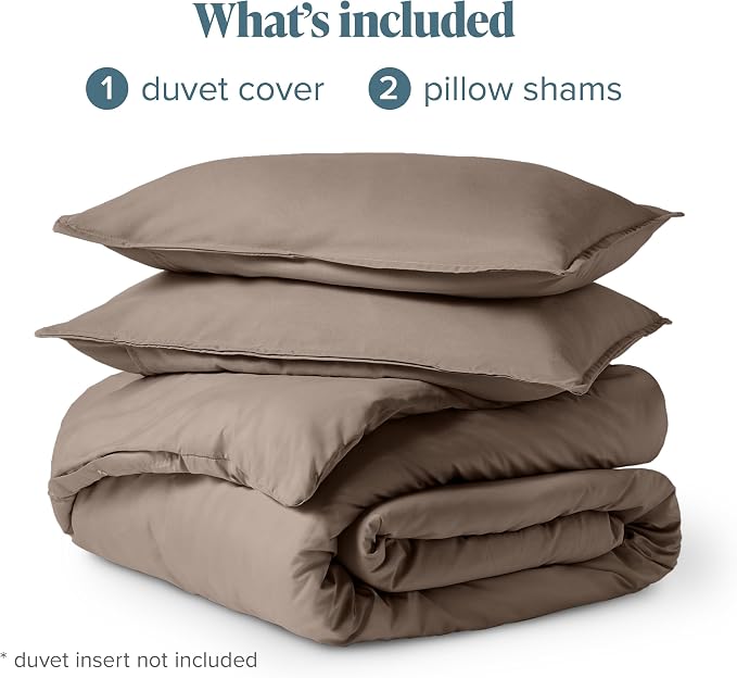 Bare Home Duvet Cover Set 1800 Ultra-Soft (Queen, Taupe) | Lightweight, Cooling, Breathable, Premium 1800 Ultra-Soft, All-Season