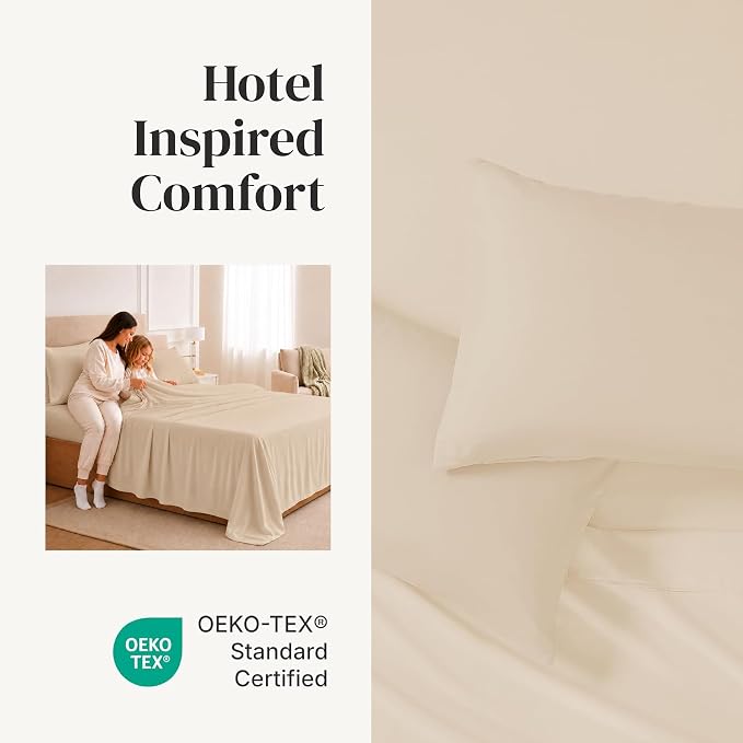 Modern Threads Soft Microfiber Solid Sheets - Luxurious Microfiber Bed Sheets - Includes Flat Sheet, Fitted Sheet with Deep Pockets, & Pillowcases Egg Shell Twin