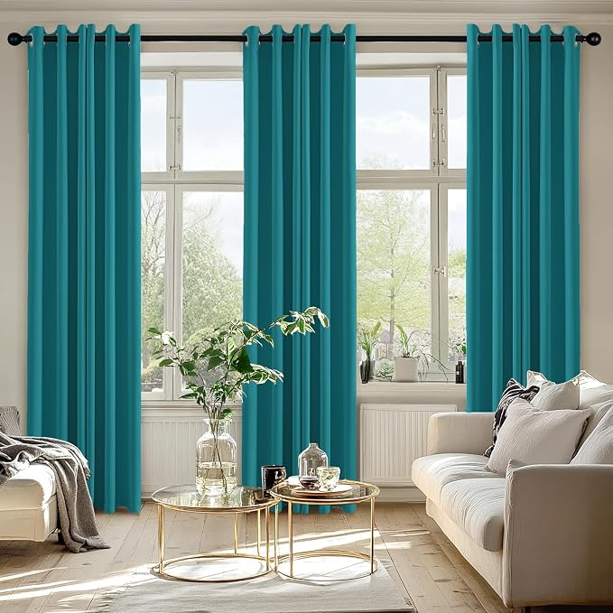 MIULEE Blackout Curtains for Bedroom 2 Panels 40 x 72 Inch Long Teal | Thermal Insulated, Living Room Darkening Grommet Drapes, Noise Reducing, Light Blocking Window Treatments
