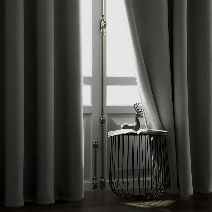 Joydeco Velvet Blackout Curtains Black Out Curtain 108 Inch Drapes | for Bedroom Living Room, Heat and Light Blocking, Thermal Insulated Luxury Heavy Duty Curtain 2 Panels Rod Pocket