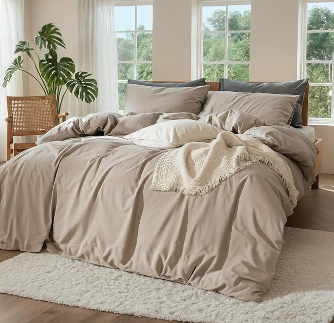 100% Pure Linen 4 Piece Sheet Set, Cooling and Breathable Flax Bed Sheets for Hot Sleepers, All Season Comfort, Anti-Tear and Durable Bedding, 18 Inch Deep Pocket(Natural Linen, King)