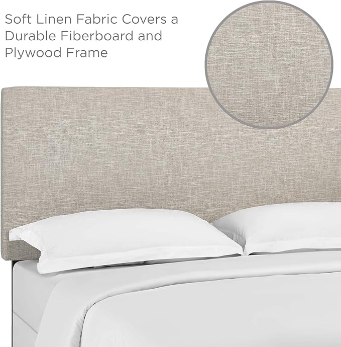 Modway Claire Linen Fabric Upholstered King and California King Headboard in Beige