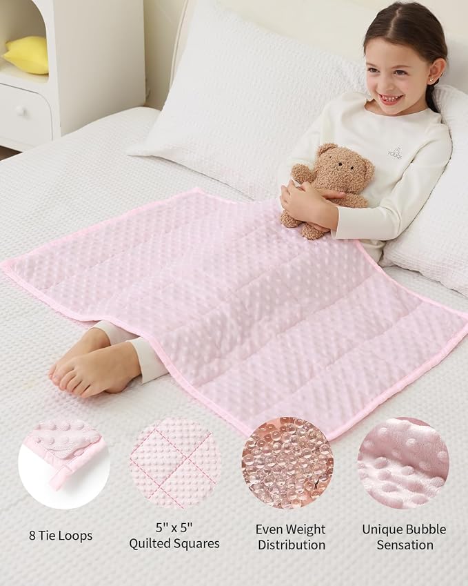 Mr. Sandman Weighted Blanket for Sleeping 2 lbs, 20 x 30 Inches | Soft Cooling Minky Dots; Machine Washable; Glass Bead Filling; Weighted Lap Blanket for School and Home; Pink