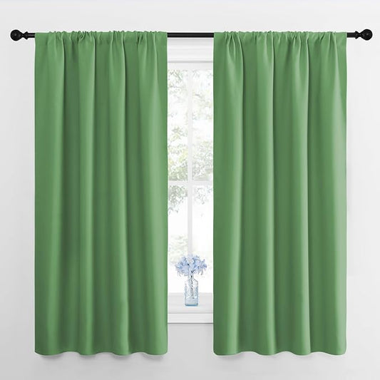 NICETOWN Blackout Curtains for Bedroom, Blackout Curtain Panels, Froest Green, 1 Pair, 42 by 45-inch, Window Treatment Energy Saving Thermal Insulated Solid Rod Pocket Blackout Drapes/Draperies