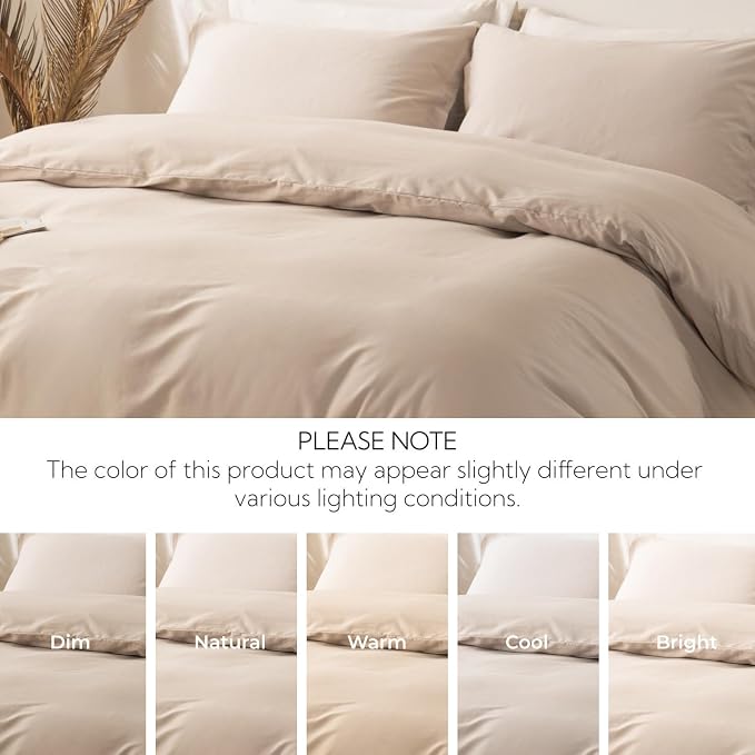OAITE Duvet Cover Set 100% Washed Cotton Solid 3pcs | Soft,Durable,Long-staple Cotton,Hidden Zipper with 8 Interior Corner Ties,2 Pillowcases